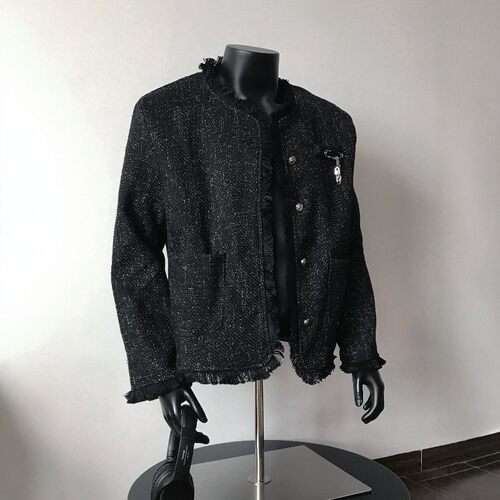 黑色垫肩小香风外套男款秋季夹克