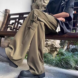 新中式国风裤子男女2025新款梧桐裤夏季阔腿裤运动休闲宋裤山本裤