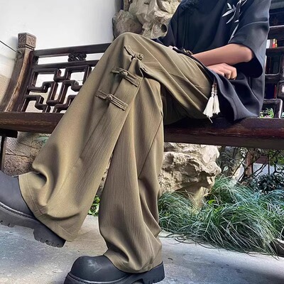 新中式国风裤子男女2025新款梧桐裤夏季阔腿裤运动休闲宋裤山本裤