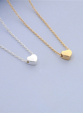 14k包金心形情侣锁骨链