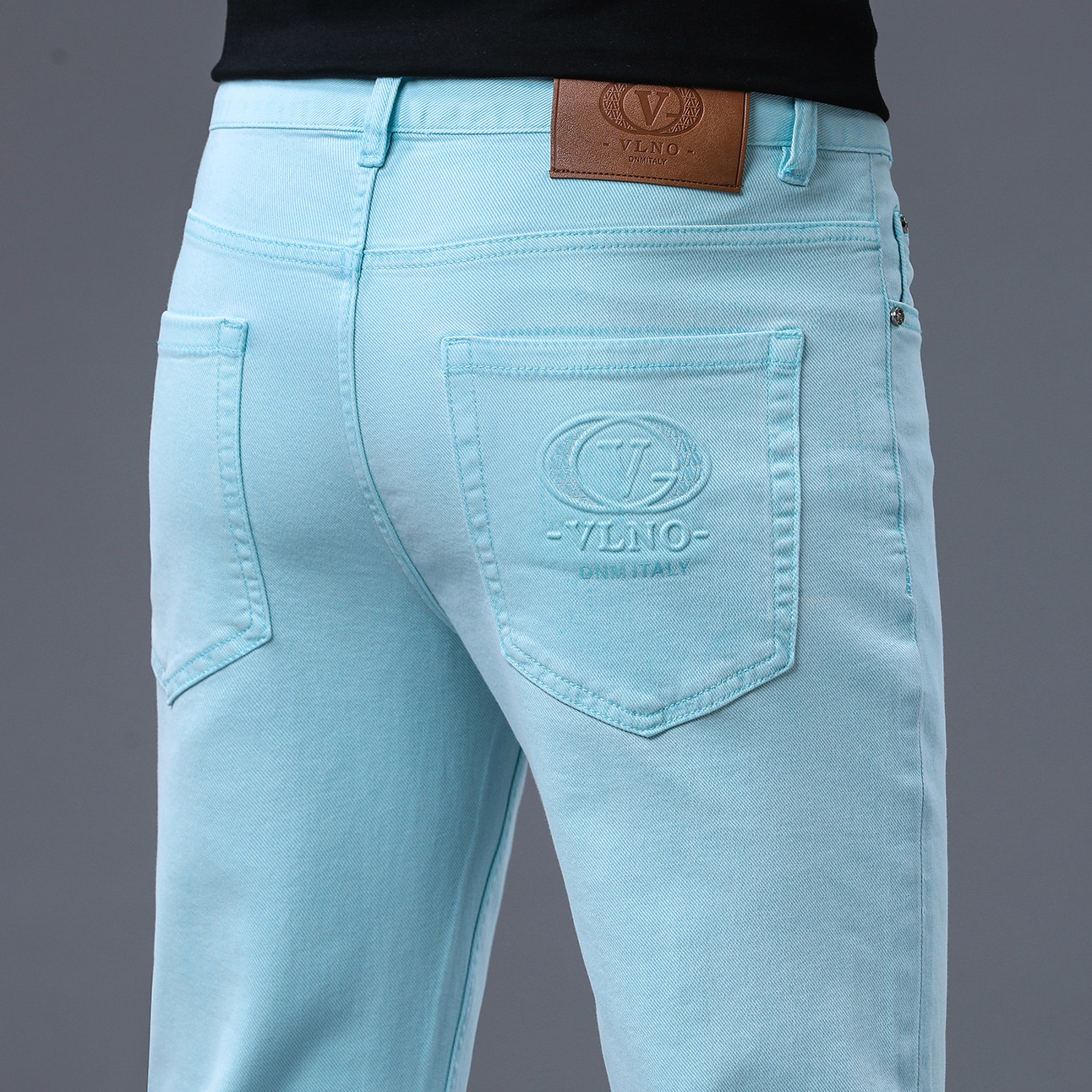 意大利高端纯棉牛仔裤男2026春夏修身弹力小直筒休闲商务潮牌男裤