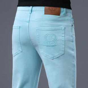 意大利高端纯棉牛仔裤男2026春夏修身弹力小直筒休闲商务潮牌男裤