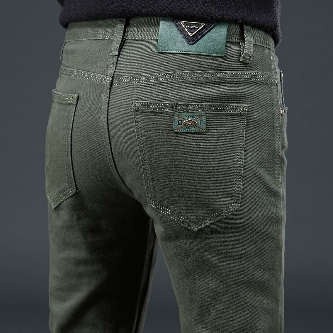 意大利高端墨绿色牛仔九分裤男2025秋冬款弹力修身小直筒休闲长裤