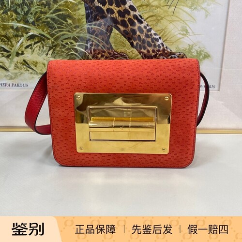 汤姆福特橘红色单肩斜挎包