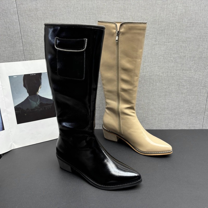尖头粗跟西部气质韩版潮流女长靴