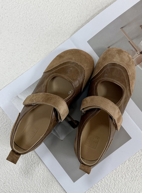 软成卷 国内撤柜丑萌魔术贴平底博勃肯鞋软底真皮拼接小码单鞋36