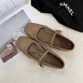 25春法式 平底单鞋 真皮玛丽珍鞋 软成卷 新中式 棕色晚晚大码 42码 女