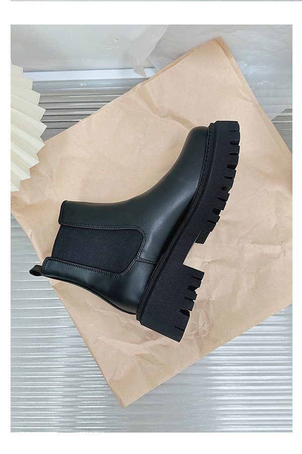 GW800+MADDEN G*RL ORIGINAL SINGLE BRITISH STYLE ROUND TOE PLATFORM CHELSEA BOOTS PLUS SIZE CIGARETTE TUBE BOOTIES WOMEN