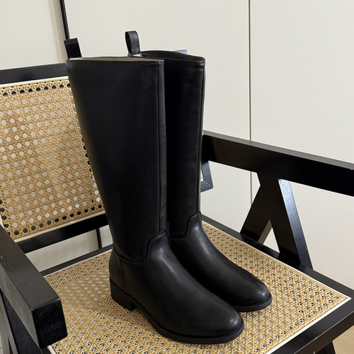 秋冬款黑色显瘦大码长靴