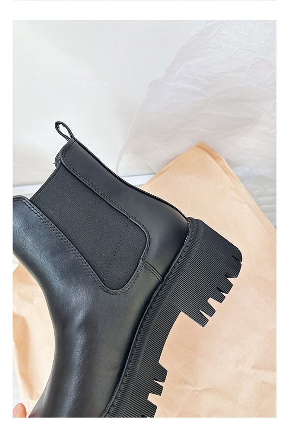 GW800+MADDEN G*RL ORIGINAL SINGLE BRITISH STYLE ROUND TOE PLATFORM CHELSEA BOOTS PLUS SIZE CIGARETTE TUBE BOOTIES WOMEN