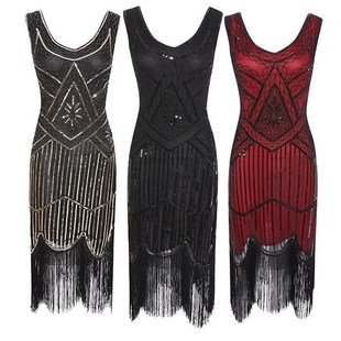 Sequined Midi Embellished Dress Party Flapper Women