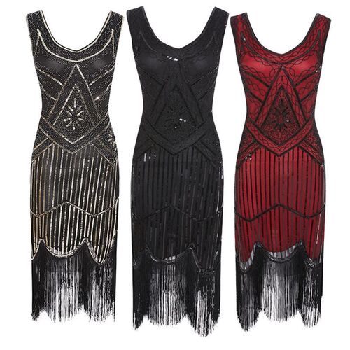 Women Sequined Embellished Flapper Dress Midi Party Dress