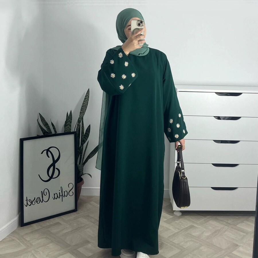 优雅刺绣小雏菊连衣裙旅游长袍 dresses