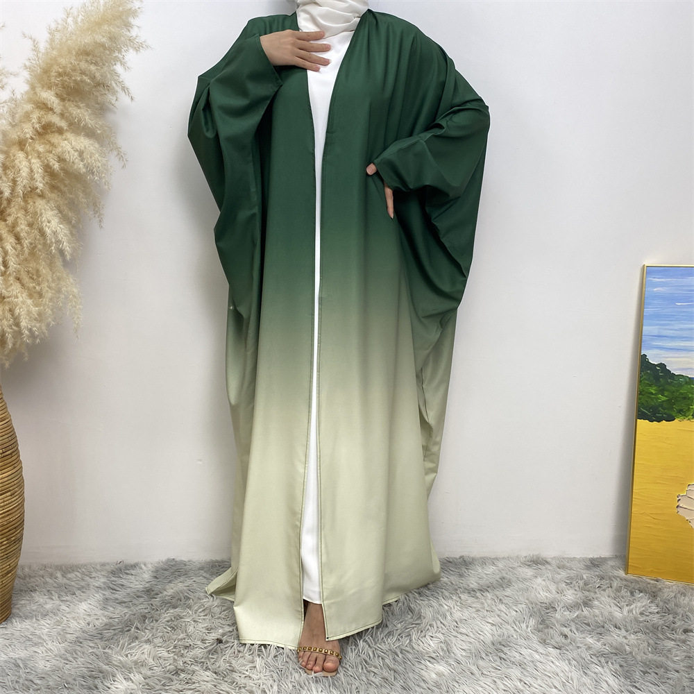 女装时尚蝙蝠袖开衫宽松渐变色印尼旅游长袍 dress