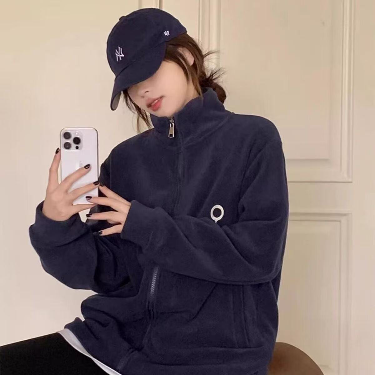 摇粒绒外套女秋冬季新款宽松羊羔毛卫衣女立领小个子上衣