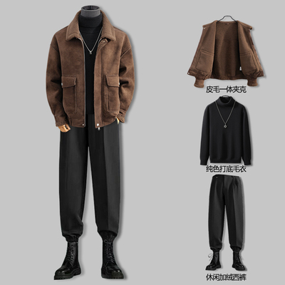 2025男士冬季新款夹克皮毛一体