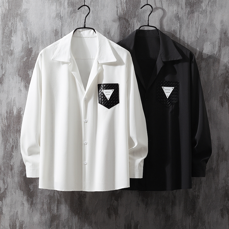 发型师白衬衫古巴领原创