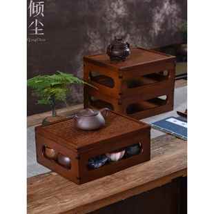 竹制多宝格乾隆百宝箱茶具收纳盒茶柜茶台置物架茶桌茶壶杯收纳架