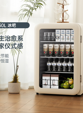 HCK哈士奇130RBA冰吧冷藏柜家用客厅小型茶叶饮料柜办公室小冰箱