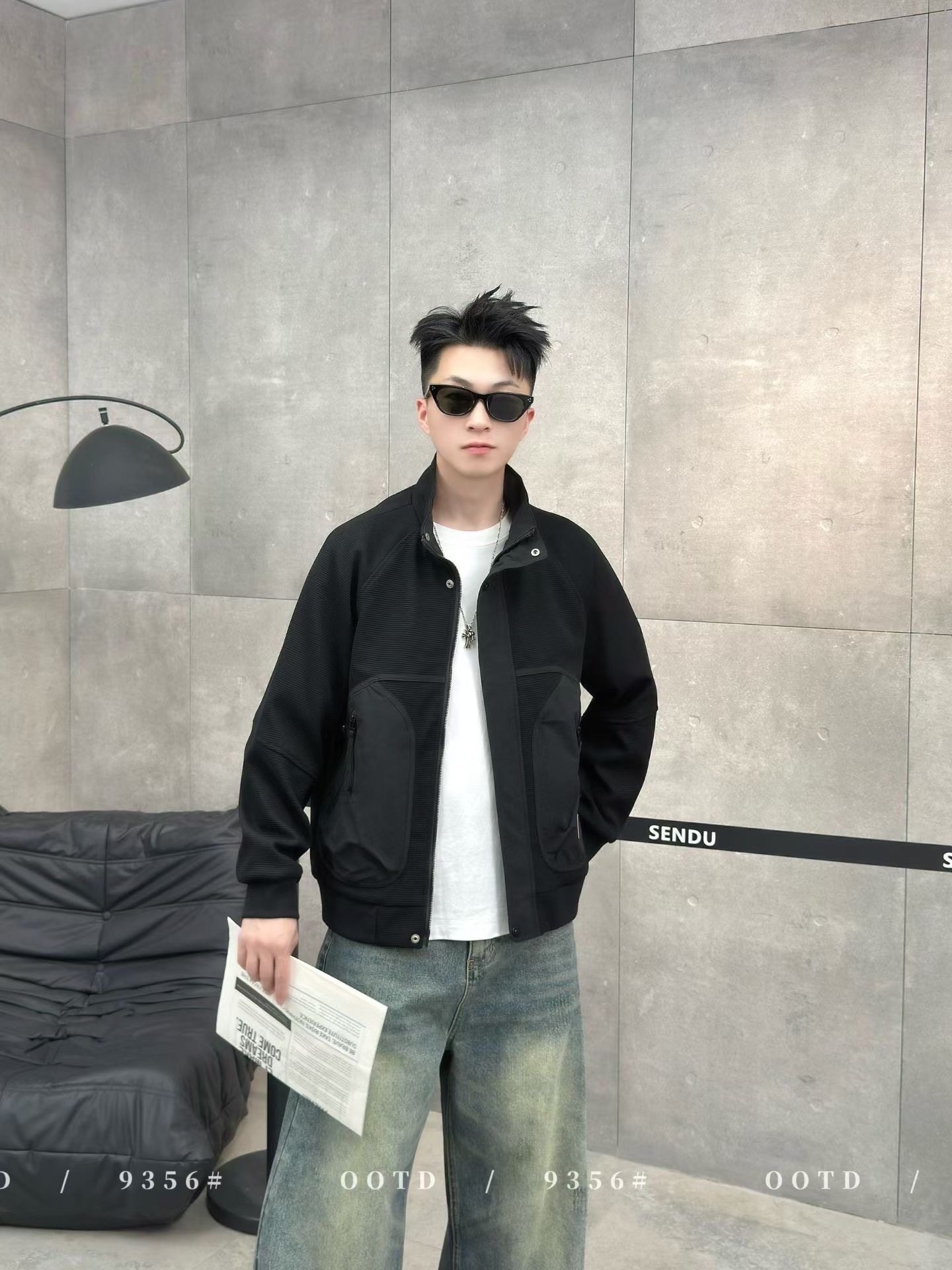 2025春季新款男士时尚套装休闲运动服韩版百搭假两件翻领夹克,男装,夹克,淘宝优惠券,粉丝福利购,淘宝优惠卷