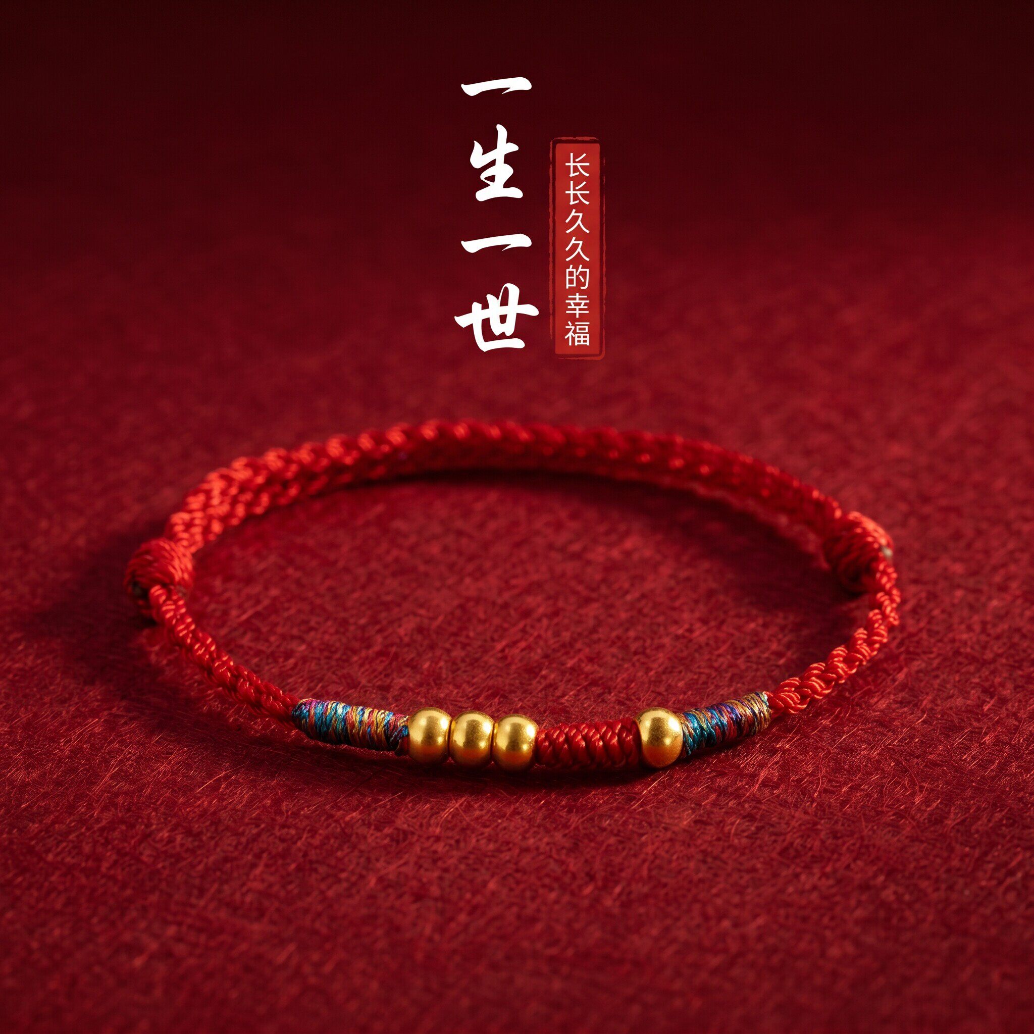 中国至臻黄金转运珠本命年平安红图片