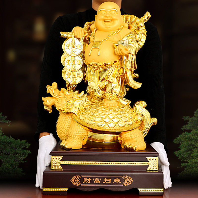 龙龟玄关弥勒佛像简吟树脂招财