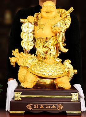 龙龟玄关弥勒佛像简吟树脂招财