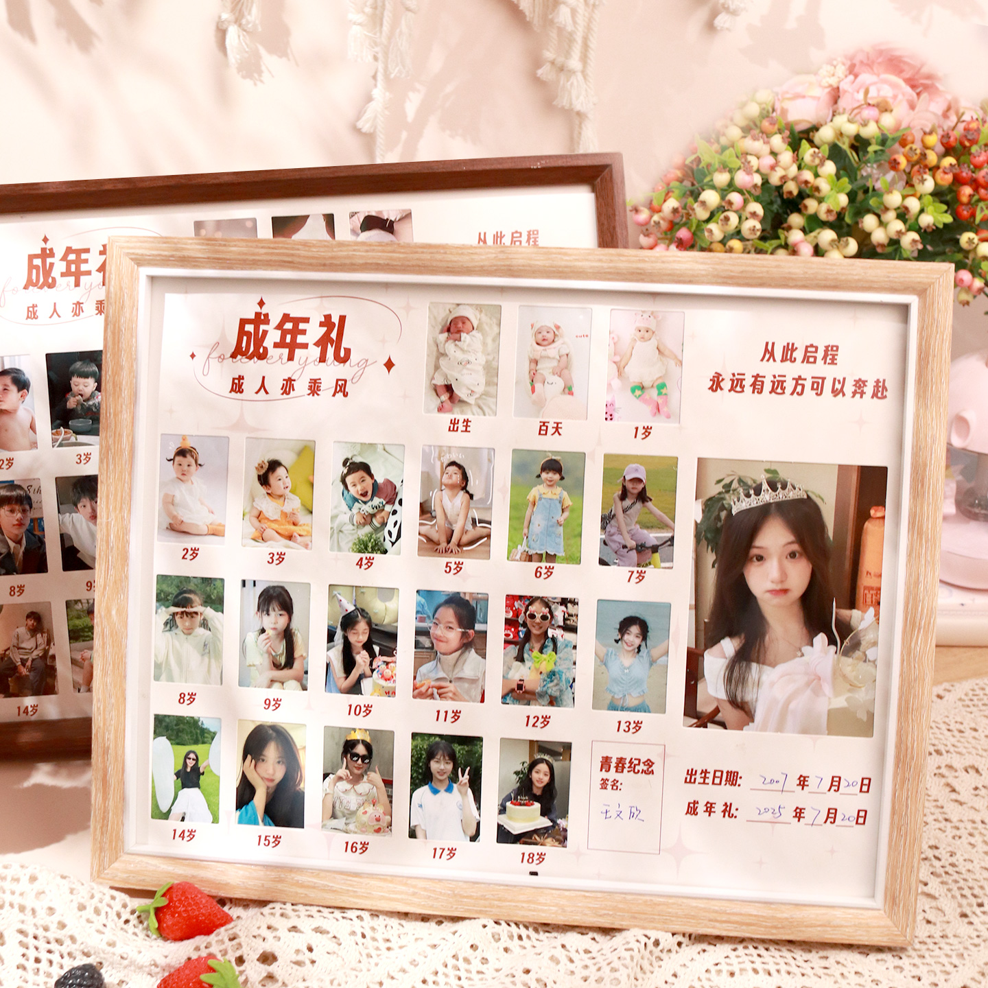 18岁成人礼纪念相框成长足迹定制创意礼物毕业季青春纪念摆台