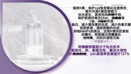促渗超分子阿魏酸 温和水溶 K氧K糖Y焱促胶原焕白K光老化护肤原料
