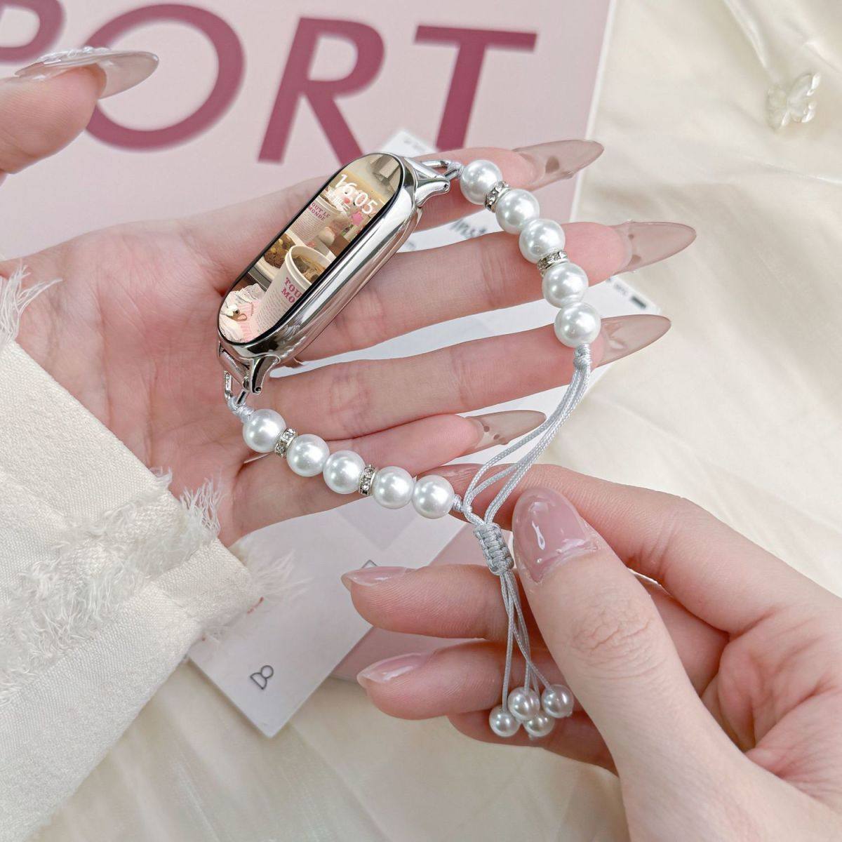 适用华为手环10NFC版987表带擎云HA580荣耀手环9小香风珍珠女腕带,智能设备,智能手表手环表带/腕带,淘宝优惠券,粉丝福利购,淘宝优惠卷