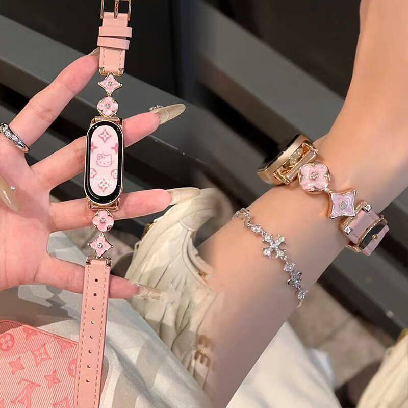 适用华为荣耀手环10NFC987表带高级感轻奢鎏金金属真皮质小香风女,智能设备,智能手表手环表带/腕带,淘宝优惠券,粉丝福利购,淘宝优惠卷