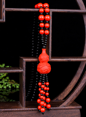 玉石匠原矿朱砂毛衣链本命年长款葫芦项链挂件车挂保平安吊坠