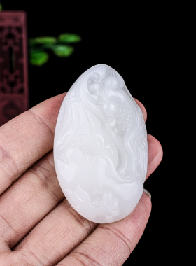 玉石匠新疆和田玉鱼手把件毛衣链籽料白玉鱼挂件连年有余手玩件
