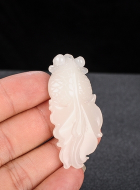 玉石匠和田玉白玉金玉满堂玉坠连年有余金鱼吊坠男女时尚玉佩挂件