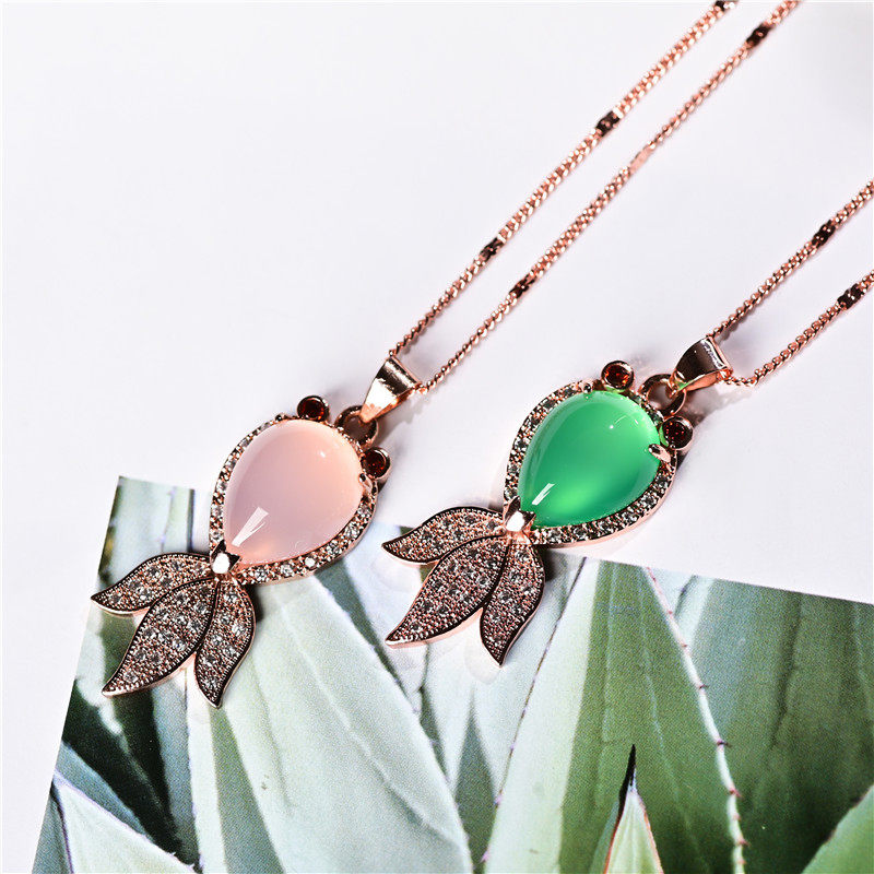 玉石匠玉髓吊坠粉玉髓金鱼吊坠 阳绿色年年有余项链925银镶嵌饰品