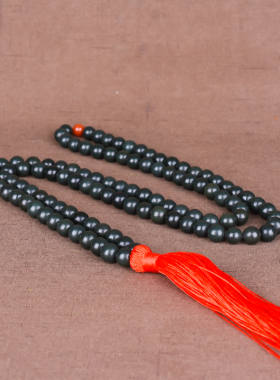 玉石匠新疆和田玉青玉项链 霸气108颗佛珠项链吊坠可做车挂手串