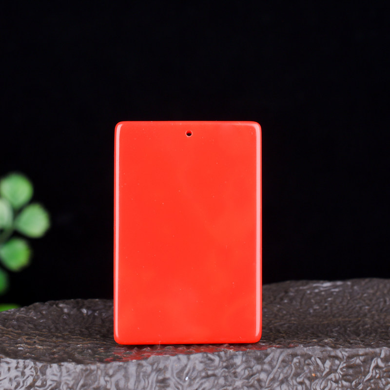 玉石匠和田玉满红平安无事牌吊坠 红玉鸡血红玉男女款保平安挂件