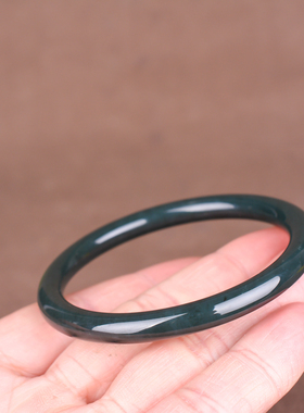 玉石匠新疆和田玉青玉手镯时尚少女款细圆条黑青玉镯复古玉镯子