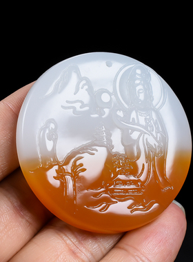 新疆和田羊脂白玉观音吊坠糖料菩萨玉坠守护神昆仑玉黄玉观音挂件