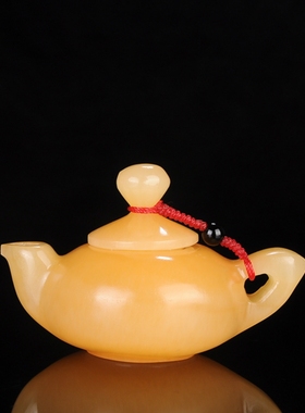 新疆和田玉金丝玉黄龙玉壶手把件观赏壶把把胡玉茶具小酒壶摆件