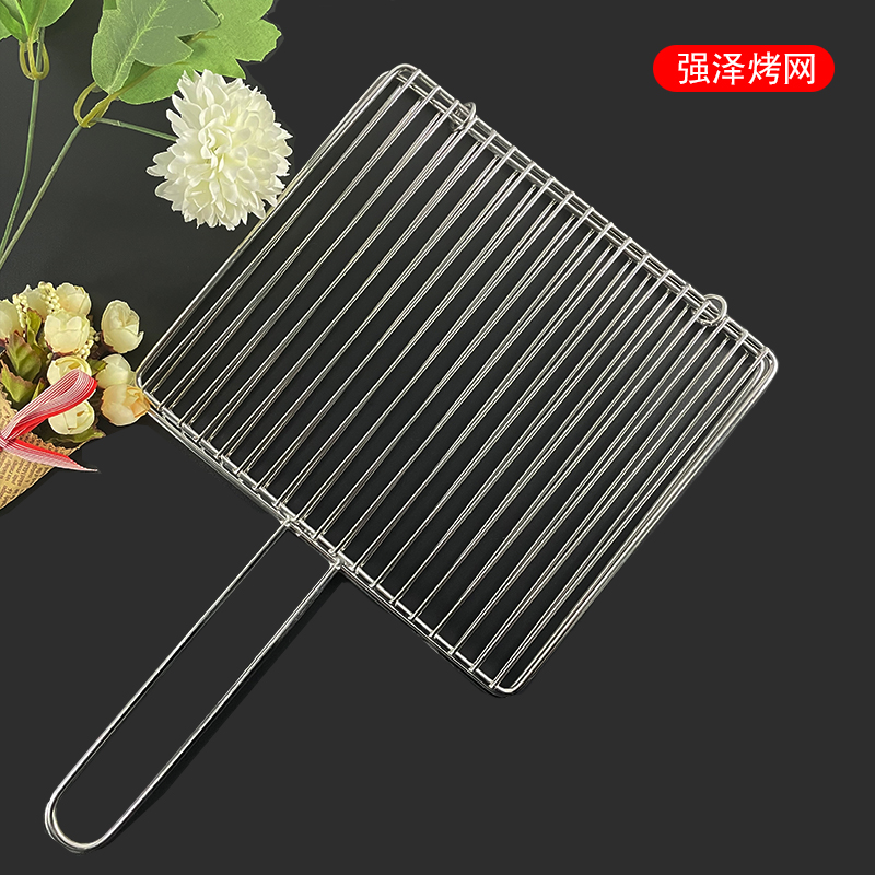 加粗烤鱼夹子不锈钢家用烧烤网铁丝网格 烤架烤蔬菜夹拍子烤网