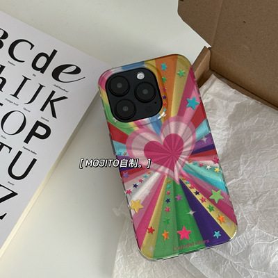 ins彩虹星星爱心极光双层壳适用16pro苹果16ProMax手机壳iPhone16全包14新款14ProMax保护套13苹果15promax