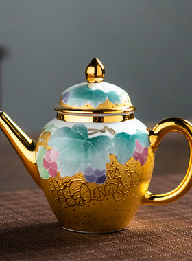鎏金湖南省大师手绘茶壶
