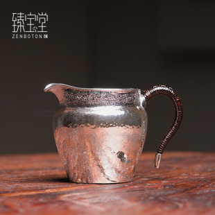 臻宝堂纯银9999公道杯茶海纯手工麻纹匀茶杯茶具配件单公杯分茶器