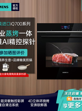 西门子IQ700进口71升嵌入式蒸烤一体机自清洁精控探针 HS756G3B1W