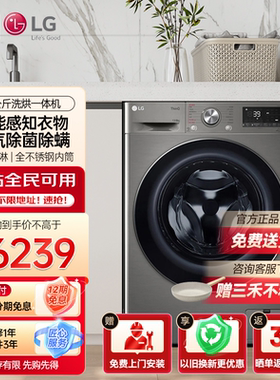 LG 13公斤滚筒洗衣机带烘干 速净喷淋蒸汽除菌 FD13PW4 钛空银