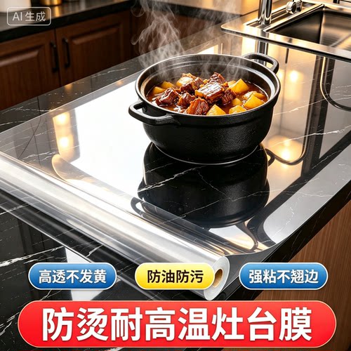 大理石岩板保护膜防烫耐高温防油污透明桌面保护垫子餐桌茶几贴膜