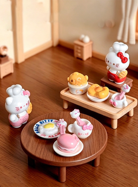 微景观可爱小猫厨房餐具仿真食玩 娃屋造景diy装饰品桌面小摆件