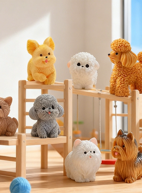 意写实仿真可爱迷你狗狗公仔 diy场景装饰品配件桌面车载小摆件