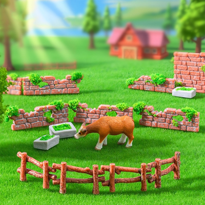 微缩盆景假山造景墙砖块栅栏杆农场造景 DIY装饰品配件迷你小摆件